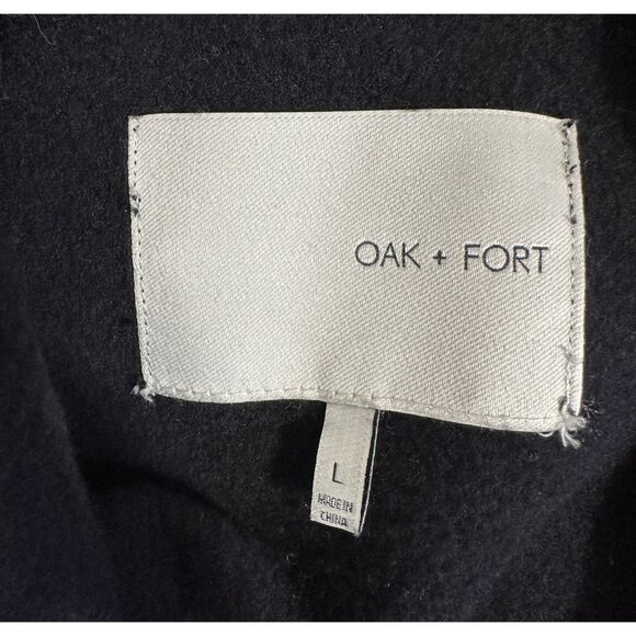 Oak + Fort Jacket Womens Large Black Coatigan Open Front Minimalist Contemporary - Picture 10 of 10